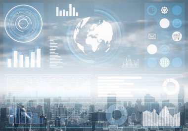 Şehir manzarasının arka planına ilişkin borsa verileri