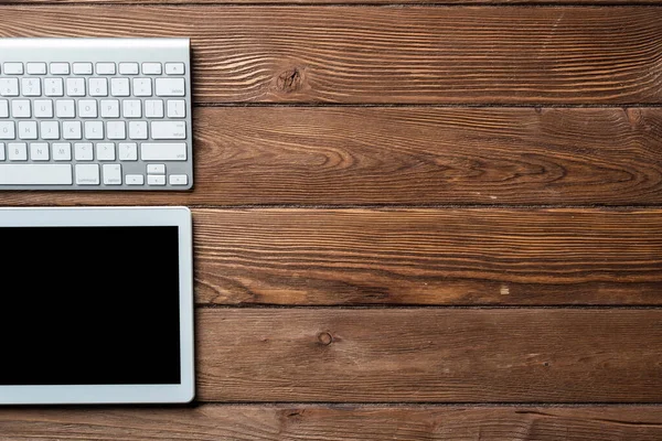 Top view of modern technology working place