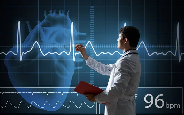 Doctor works with digital interface — Stock Photo, Image