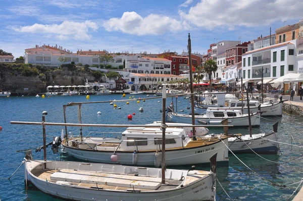 Harbor Fishing Sailing Boats Castell Spanish Balearic Island Menorca — Stock Photo, Image