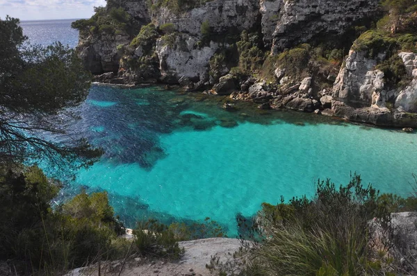 Bucht Mit Trkisem Wasser Auf Spanischer Insel Menorca — стокове фото