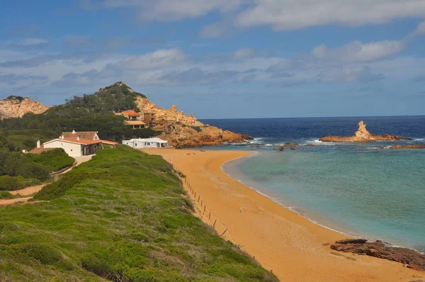 Blick Über Die Küstenlandschaft Auf Der Spanischen Insel Menorca Mit — Stockfoto