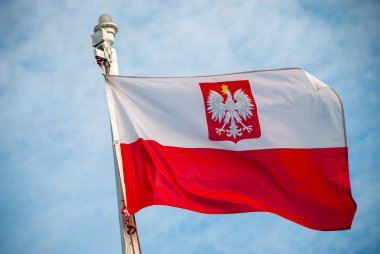 Rüzgarda sallayarak Polonya bayrak