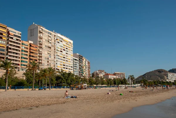 Grandes Edifícios Residenciais Urbanos Longo Praia Alicante Costa Blanca Com — Fotografia de Stock