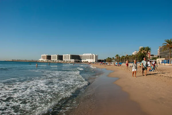 Pessoas Praia Alicante Costa Blanca Espanha — Fotografia de Stock