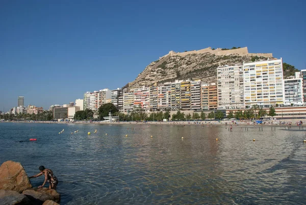 Pessoas Praia Alicante Costa Blanca Verão Espanha — Fotografia de Stock