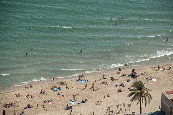 Widok Lotu Ptaka Lub Drona Plażę Alicante Poezją Cieszącą Się — Zdjęcie stockowe