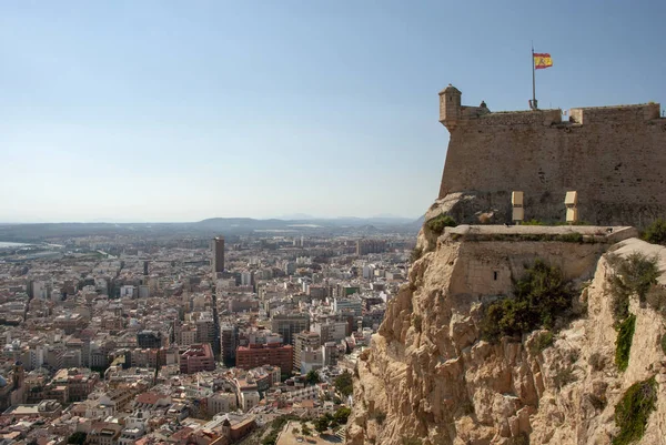 Luchtfoto Van Alicante Met Vesting Costa Brava Spanje — Stockfoto