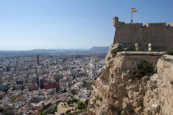 Vista Aérea Alicante Com Fortaleza Costa Brava Espanha — Fotografia de Stock