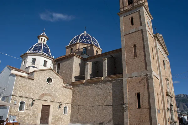 Piękne Niebieskie Kopuły Kościoła Altea Costa Blanca Hiszpania — Zdjęcie stockowe