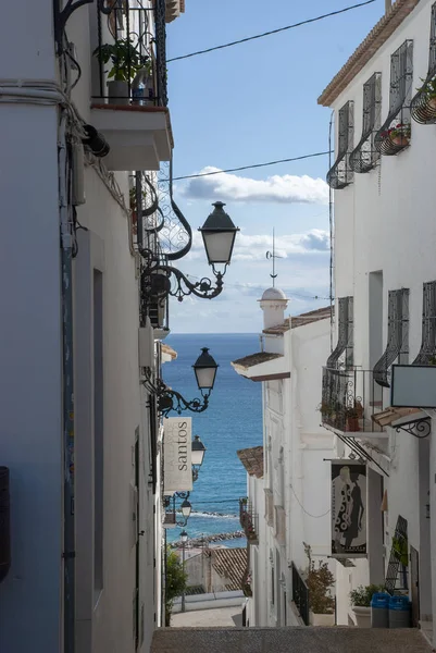 Costa Blanca Altea Lane Evler Deniz Manzaralı Ispanya — Stok fotoğraf