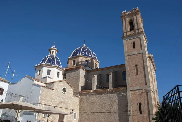 Piękne Niebieskie Kopuły Kościoła Altea Costa Blanca Hiszpania — Zdjęcie stockowe