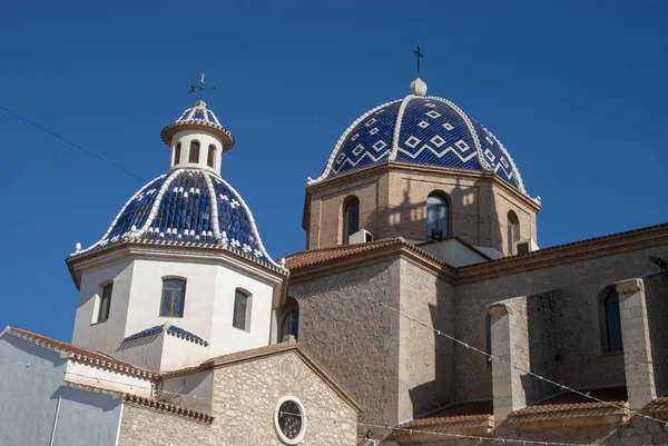 Mooie Blauwe Koepels Van Kerk Altea Costa Blanca Spanje — Stockfoto