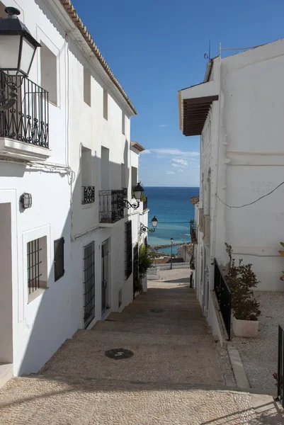 Vista Mar Través Las Casas Altea Costa Blanca España — Foto de Stock