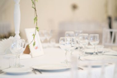 Lüks havadar yaz Restoran Beyaz şeffaf sandalyeler ve parti için hazır