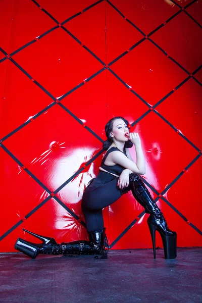 harness thigh high boots