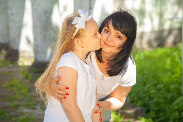 Dear Mother Happy Daughter Kissing Each Other — Stock Photo, Image