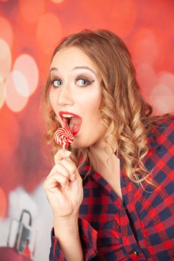 candy lolipop yalnız ile oldukça beyaz kız