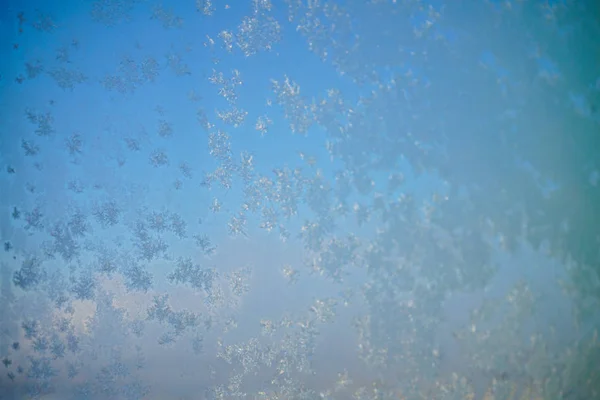 Vidrio Congelado Ventana Invierno —  Fotos de Stock