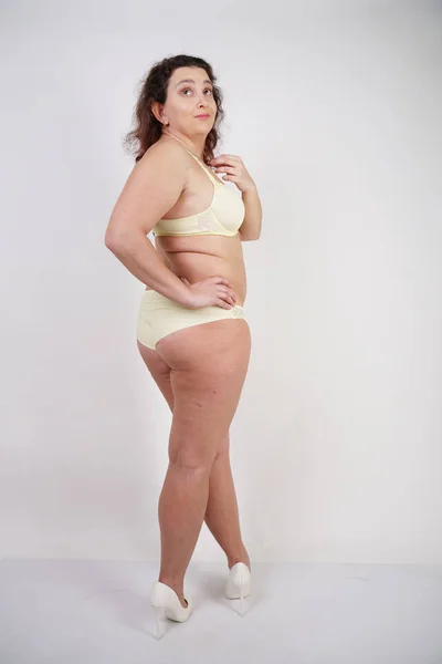 Pretty Caucasian Chubby Woman Size Body Pale Skin Wearing Underwear Stock  Photo by ©agnadevi 264882454