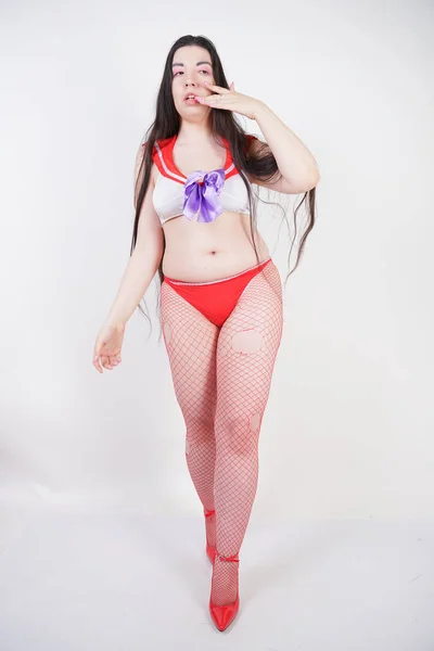 Cute Sexy Pulchna Dziewczyna Bardzo Długim Brunetka Włosy Bieliźnie Anime — Zdjęcie stockowe