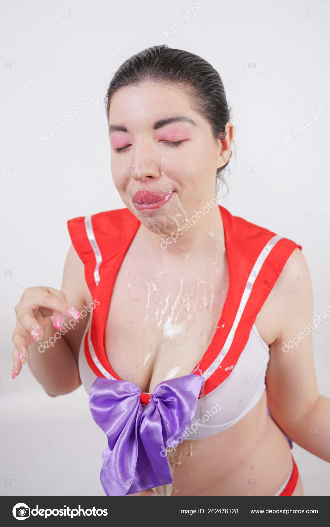 Sexy Chubby Woman Big Tits Dressed Cosplay School Uniform Doused Stock  Photo by ©agnadevi 262476128