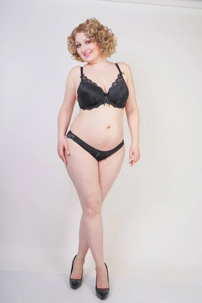 Beautiful Young Caucasian Chubby Woman Size Body Pale Skin Wearing — Stock Photo, Image