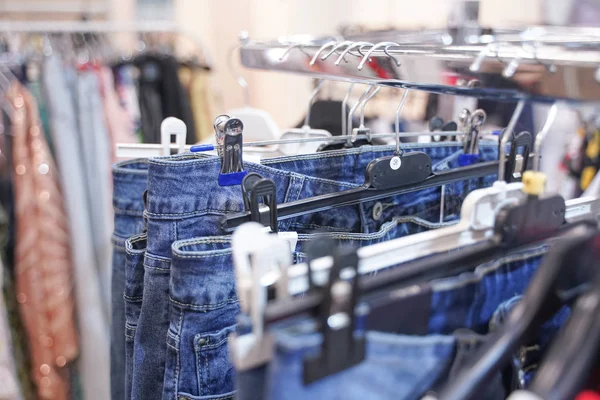 Fashionable Clothes Hanging Hangers Store Nobody — Stock Photo, Image