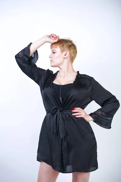 Größe Erwachsenes Mädchen Transparenter Unterwäsche Kleid Schöne Mollige Frau Schwarzen — Stockfoto