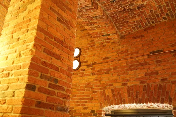 Clădire Veche Din Cărămidă Roșie Retro Interior Nimeni — Fotografie, imagine de stoc