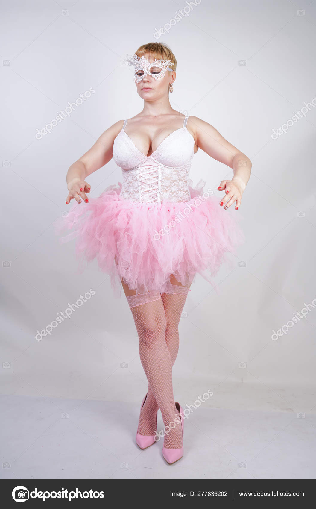 Pretty Size Playful Adult Girl White Lace Corset Tutu Skirt Stock