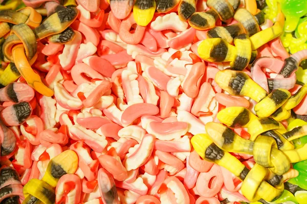 Lezzetli Çok Renkli Meyve Marmelat Toplu Sağlıksız Parlak Şekerler Farklı — Stok fotoğraf