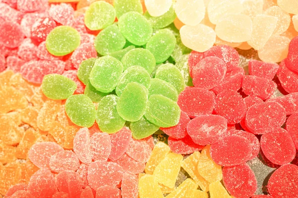 Köstliche Bunte Fruchtmarmelade Ungesunde Helle Bonbons Großen Mengen Verschiedene Gelee — Stockfoto