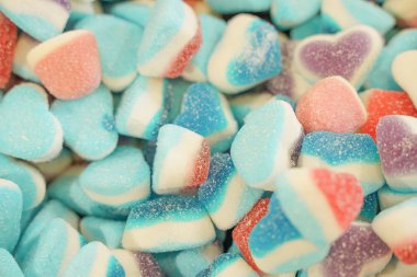 lezzetli çok renkli meyve marmelat. toplu sağlıksız parlak şekerler. farklı jöle fotoğraf yakın. şeker dükkanında lezzetli tatlılar. Kimse. 