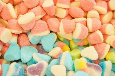 lezzetli çok renkli meyve marmelat. toplu sağlıksız parlak şekerler. farklı jöle fotoğraf yakın. şeker dükkanında lezzetli tatlılar. Kimse. 