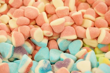 lezzetli çok renkli meyve marmelat. toplu sağlıksız parlak şekerler. farklı jöle fotoğraf yakın. şeker dükkanında lezzetli tatlılar. Kimse. 