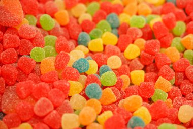 lezzetli çok renkli meyve marmelat. toplu sağlıksız parlak şekerler. farklı jöle fotoğraf yakın. şeker dükkanında lezzetli tatlılar. Kimse. 