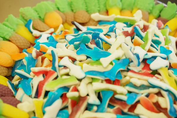 lezzetli çok renkli meyve marmelat. toplu sağlıksız parlak şekerler. farklı jöle fotoğraf yakın. şeker dükkanında lezzetli tatlılar. Kimse. 