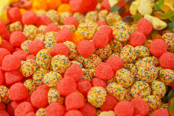 Deliciosa Mermelada Frutas Multicolor Caramelos Brillantes Poco Saludables Granel Diferente — Foto de Stock