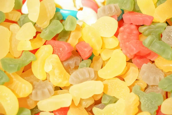 Köstliche Bunte Fruchtmarmelade Ungesunde Helle Bonbons Großen Mengen Verschiedene Gelee — Stockfoto