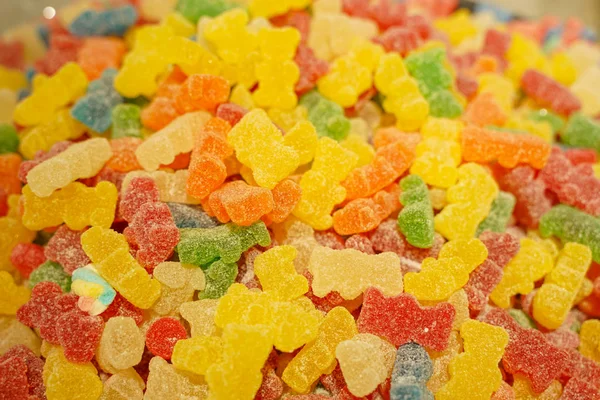 Köstliche Bunte Fruchtmarmelade Ungesunde Helle Bonbons Großen Mengen Verschiedene Gelee — Stockfoto