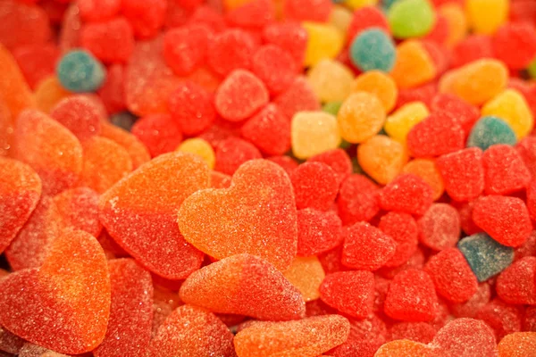 Deliciosa Mermelada Frutas Multicolor Caramelos Brillantes Poco Saludables Granel Diferente — Foto de Stock