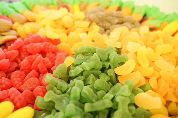 Köstliche Bunte Fruchtmarmelade Ungesunde Helle Bonbons Großen Mengen Verschiedene Gelee — Stockfoto