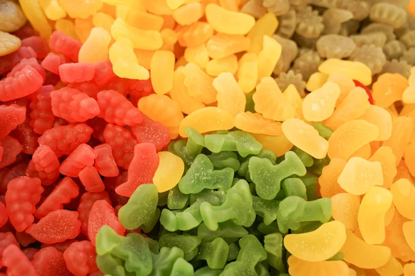 Lezzetli Çok Renkli Meyve Marmelat Toplu Sağlıksız Parlak Şekerler Farklı — Stok fotoğraf
