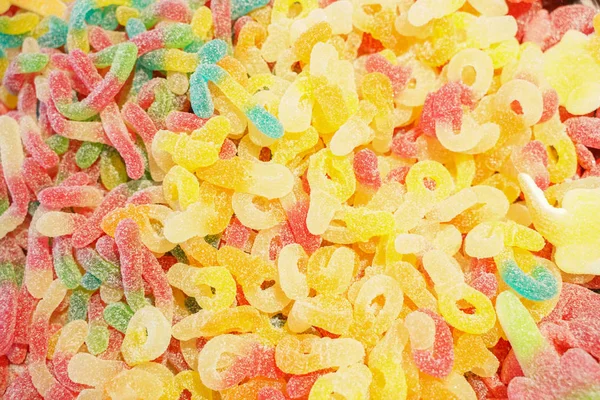 Köstliche Bunte Fruchtmarmelade Ungesunde Helle Bonbons Großen Mengen Verschiedene Gelee — Stockfoto