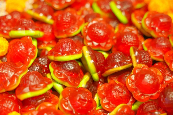 Heerlijke Multi Gekleurde Fruit Marmelade Ongezonde Heldere Snoepjes Bulk Verschillende — Stockfoto