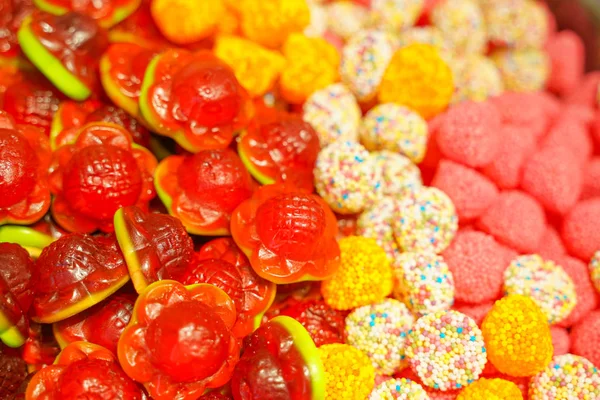Delicious Multi Colored Fruit Marmalade Unhealthy Bright Candies Bulk Different — Stock Photo, Image