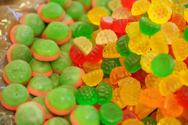 Köstliche Bunte Fruchtmarmelade Ungesunde Helle Bonbons Großen Mengen Verschiedene Gelee — Stockfoto