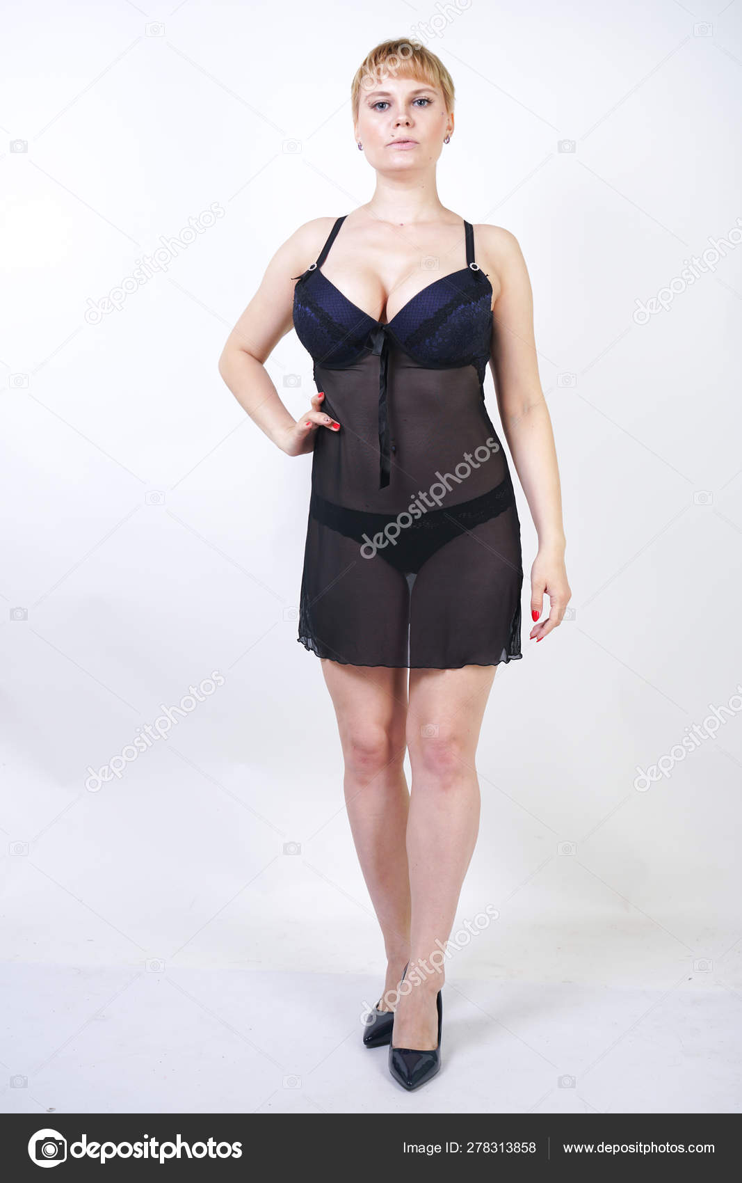 Size Adult Girl Wearing Transparent Underwear Dress Beautiful Chubby Woman Stock Photo by ©agnadevi 278313858 pic