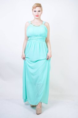 uzun nane mavi elbise Curvy artı boyutu kadın